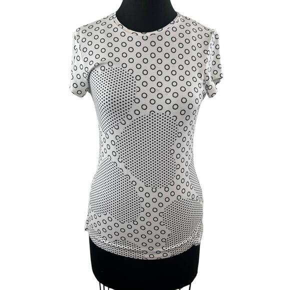 Ted Baker London Tops - TED BAKER London White Black Heart Polka Dot Printed Fitted Tee Shirt Crewneck 2